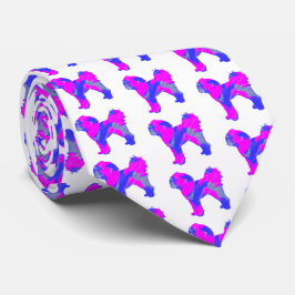 Corbata Cavapoo Perro Silhouette Pink and Blue White Cuell