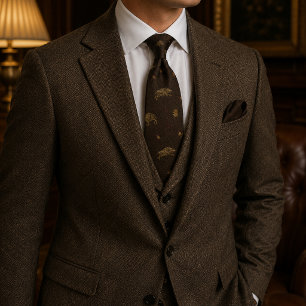 Corbata Caza de Jabalí Old Money Roble Espiga de Arenque T