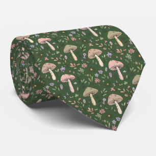 Corbata Cazador Oscuro Hongos Botánicos Verde Boda Forma