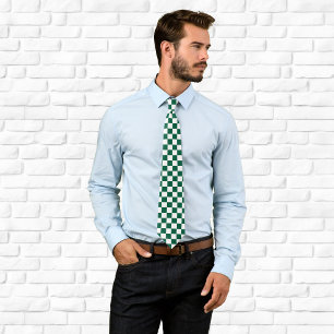 Corbata Cazador Verde y Cuadros Blancos