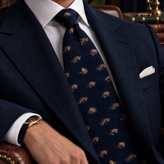 Corbata Cebos de Pesca con Mosca de Tela Herringbone Azul  (Subido por el creador)