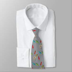 Corbata Cebos de Pesca con Pez en Gris