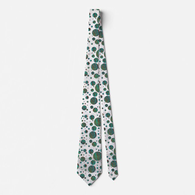 Corbata Cebra de puntos de polka marrón y Verde azulada (Anverso)