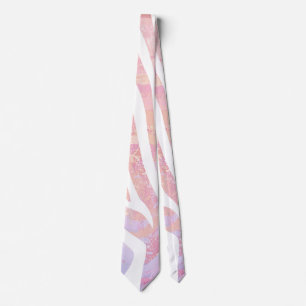 Corbata Cebra Estampado Rosa y Blanco