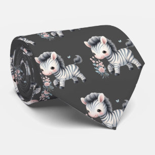 Corbata Cebras Kawaii Modernas Grises Negras y Blancas Lin
