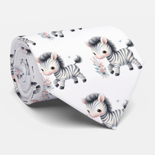 Corbata Cebras Kawaii Modernas Negras y Blancas Lindas (Enrollado)