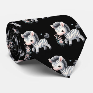 Corbata Cebras Kawaii Modernas Negras y Blancas Lindas