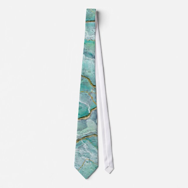 Corbata Celadon Green, Jade, Mint Kintî Geode (Anverso)