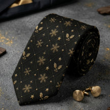 Corbata Celeste Copo de Nieve Negro y Dorado