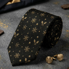 Corbata Celeste Copo de Nieve Negro y Dorado
