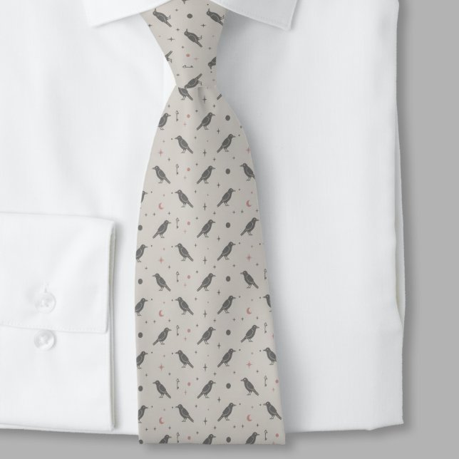 Corbata Celestial Crow Dark Academia (Whimsigoth raven necktie)