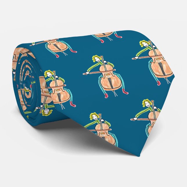 Corbata Cello Playing Stickman (Enrollado)
