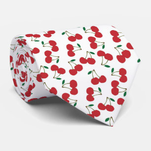 Corbata cereza roja fondo blanco