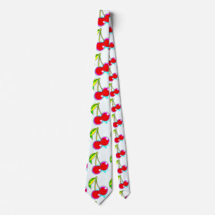 Corbata cerezas rojas emparejadas blancas
