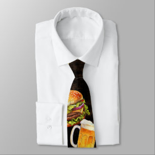 Corbata Cerveza de hamburguesa en oscuro