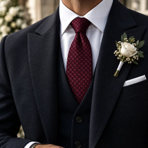 Corbata Cesta de seda de vino tinto textura tejida sólida
