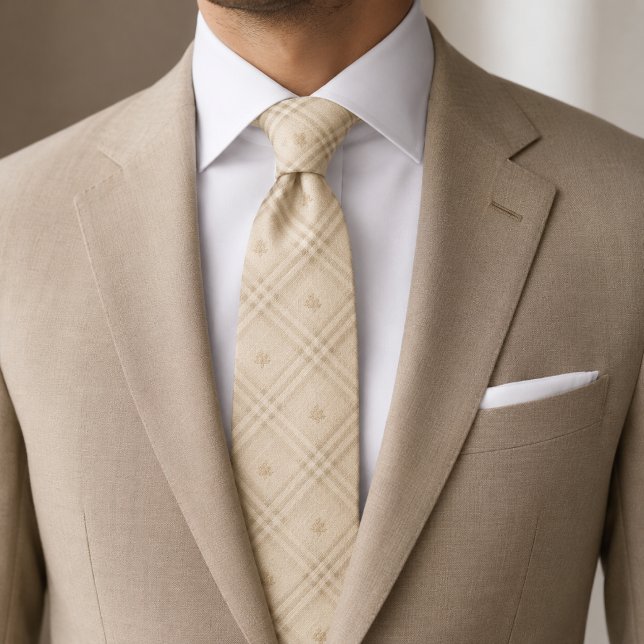 Corbata Champagne Beige Cuadros de Ventana a Cuadros (Subido por el creador)