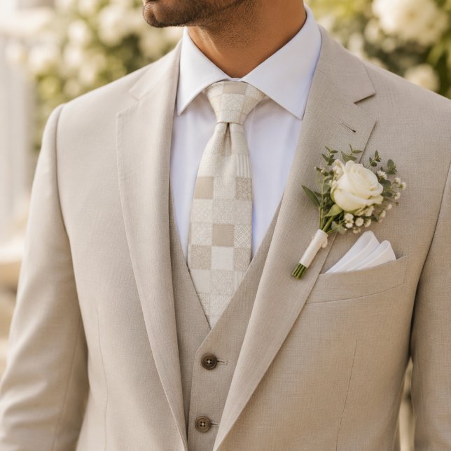 Corbata Champagne Beige Patchwork (Subido por el creador)