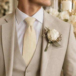 Corbata Champagne Cremoso de Lujo con Rayas de Jacquard Es