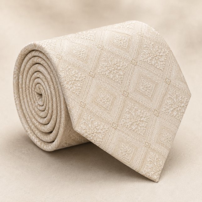 Corbata Champán Crema Diamante Damasco Jacquard Real (Subido por el creador)