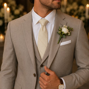Corbata Champán Marfil Elegante Boda y Formal