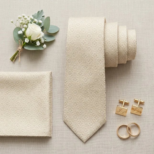 Corbata Champán Marfil Micro-Jacquard (Subido por el creador)