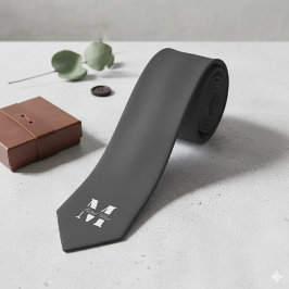 Corbata Charcoal Gray | Custom Monogram Wedding Groomsmen