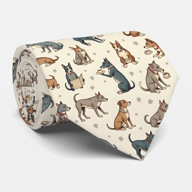 Corbata Charming Dogs Reading and Relaxing Pattern (Enrollado)