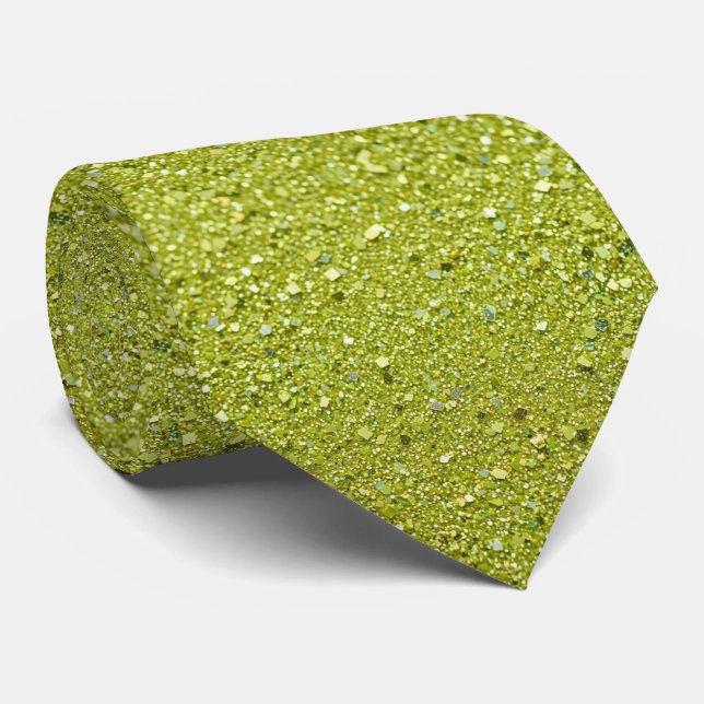 Corbata Chartreuse Glitter Faux Silk | Apuesto Caballero (Enrollado)