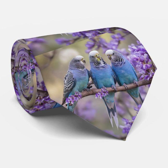 Corbata Chatter De Árbol Superior: Budgies Azules En El Ár (Enrollado)