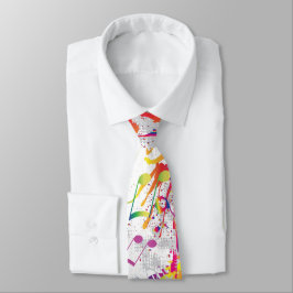 Corbata Cheery Colorful Bright Music Notes Paint Splatter
