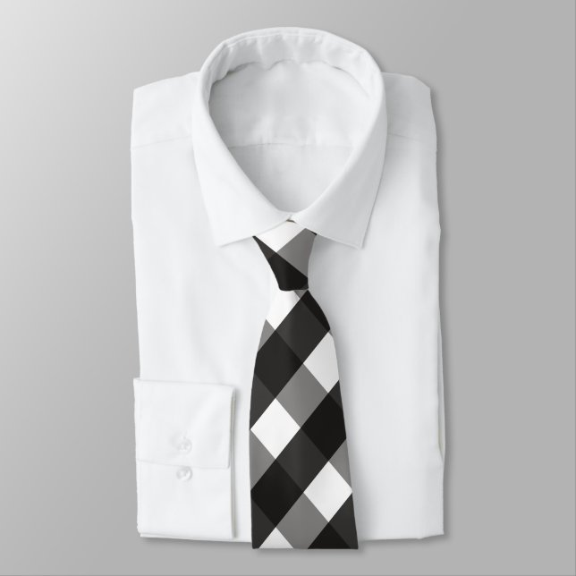 CORBATA CHEQUE DE GINGHAM EN NEGRO Y BLANCO (Atado)