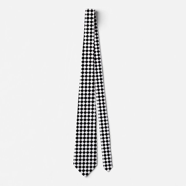 Corbata Cheques de colores negro y blanco clásicos (Anverso)