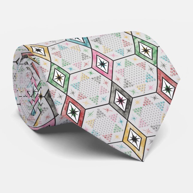 Corbata Cheques retro chinos (Enrollado)