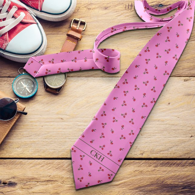 Corbata Cherries divertidos modernos vibrantes verano inic (Subido por el creador)