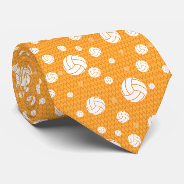 Corbata Chevron amarillo de voleibol con patrón (Enrollado)