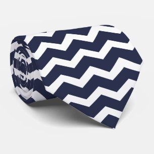 Corbata Chevron azul y blanco de medianoche