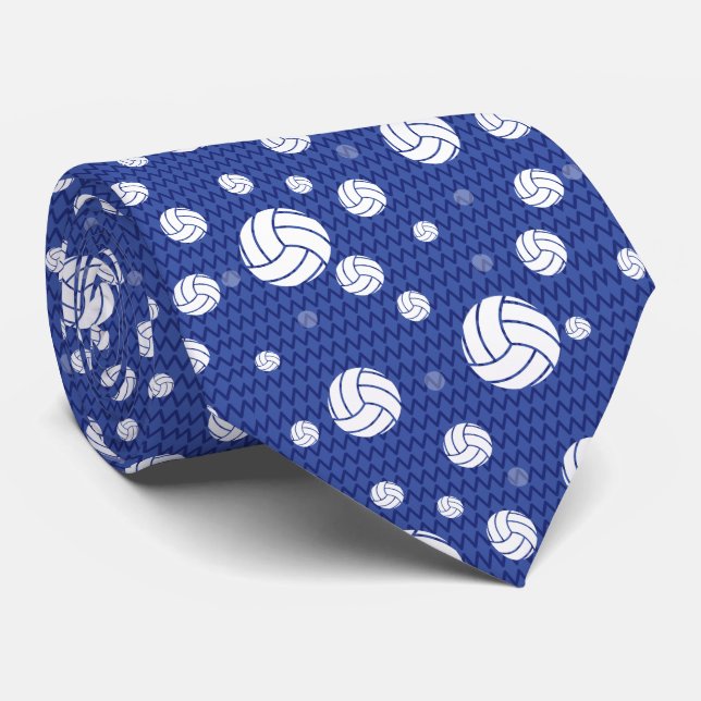 Corbata Chevron de voleibol azul con patrón (Enrollado)