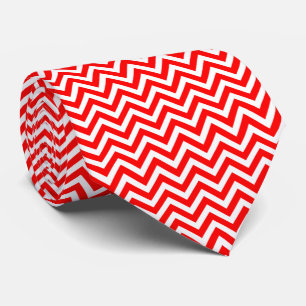 Corbata Chevron horizontal de tamaño medio rojo y blanco