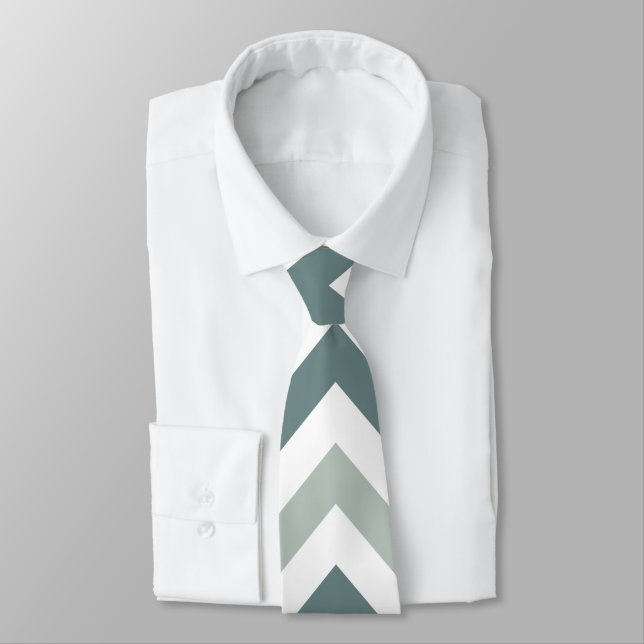 Corbata Chevron verde azulado y sabio (Atado)
