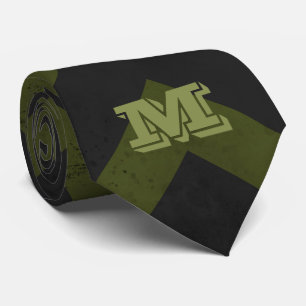 Corbata Chevron verde verde del ejército gris oscuro Monog
