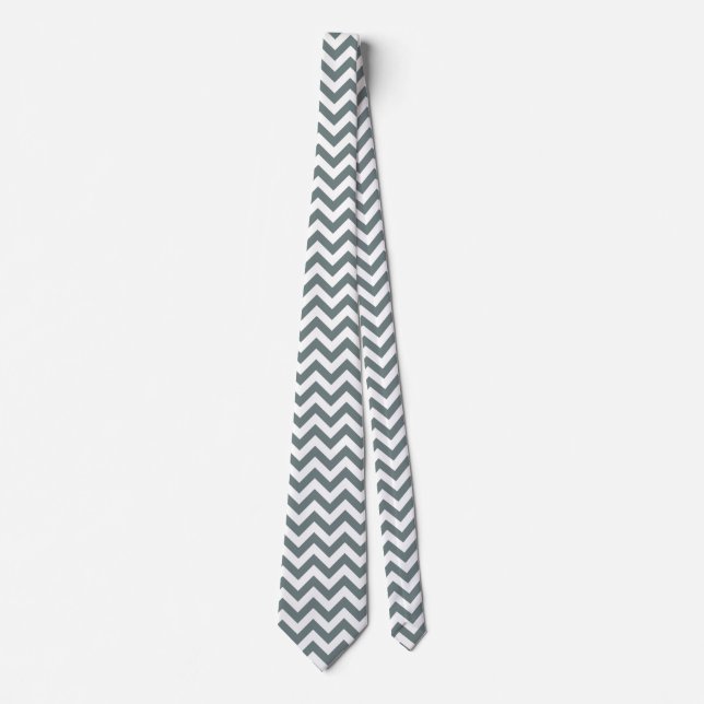 Corbata Chevron Zigzag Lines Dull Silver (Anverso)