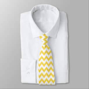 Corbata Chevron ZigZag Patrón mostaza Moda blanca amarilla