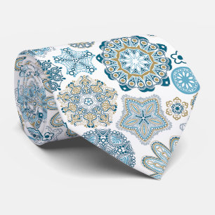Corbata Chic Festivo Patrón de Mandala de Copos de Nieve d
