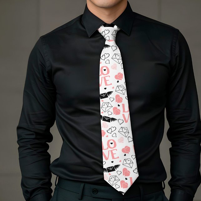 Corbata Chic Love Lettering Hand Drawn Heart Tie (Chic Love Lettering Hand Drawn Heart Tie)