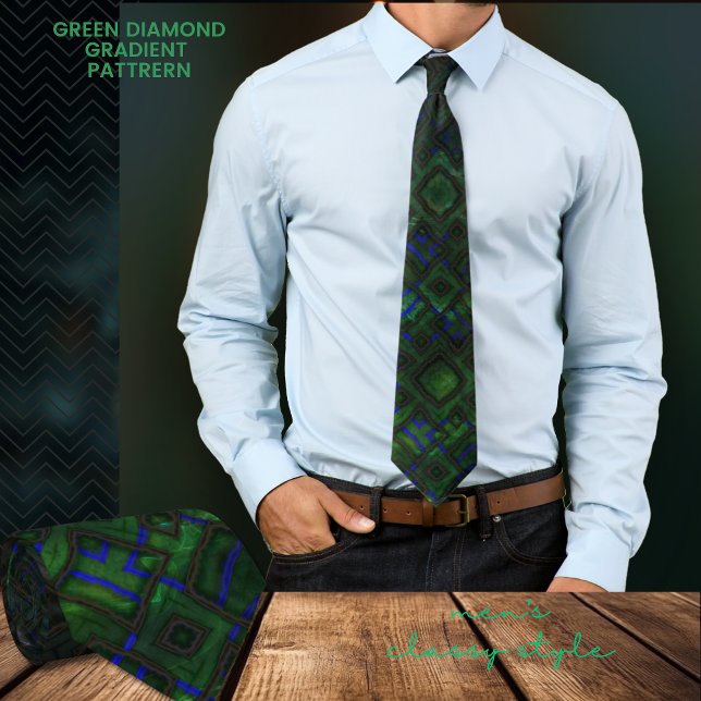 Corbata Chic Patrón de gradiente de diamante verde moderno (Green Diamond Gradient Pattern Neck Tie)