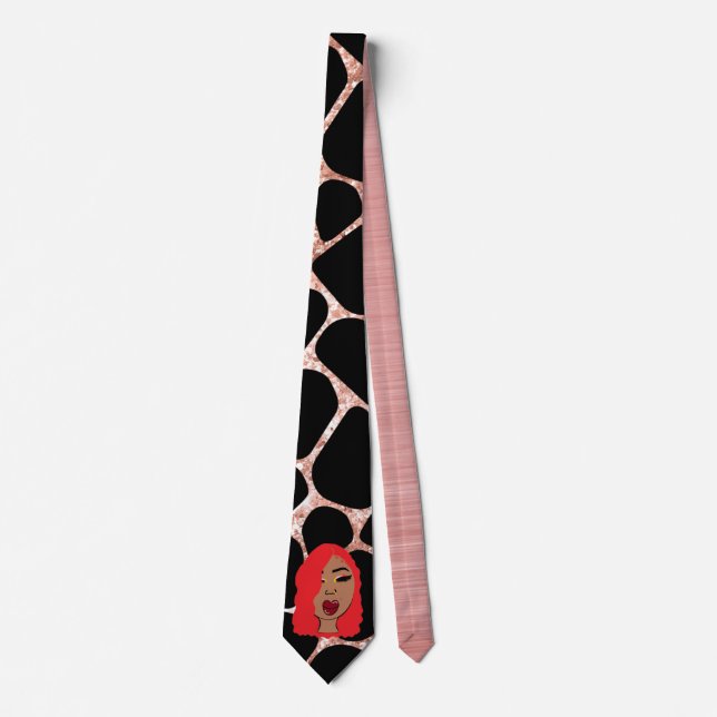 Corbata Chicas De Glam Personalizados Negros Y Rosas De Or (Anverso)