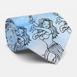 Corbata Chicas de Hula en azul
