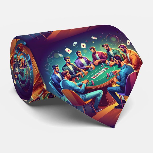 Corbata Chicos jugando cartas juego de póquer (Enrollado)