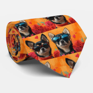 Corbata Chihuahua Con Corazón Rosas Día de San Valentín 